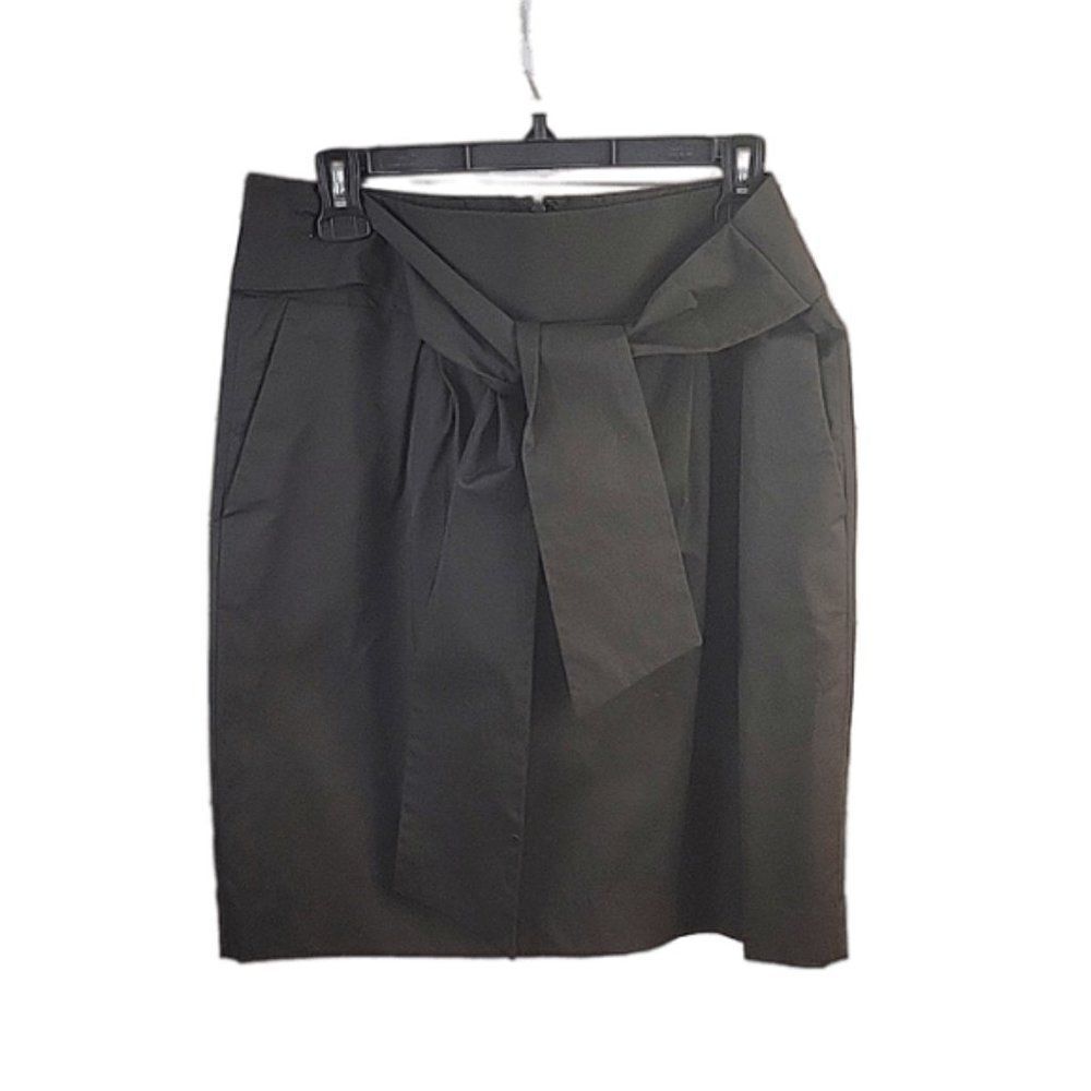 Banana Republic, Stretch Black Front Tie Skirt, Size 8